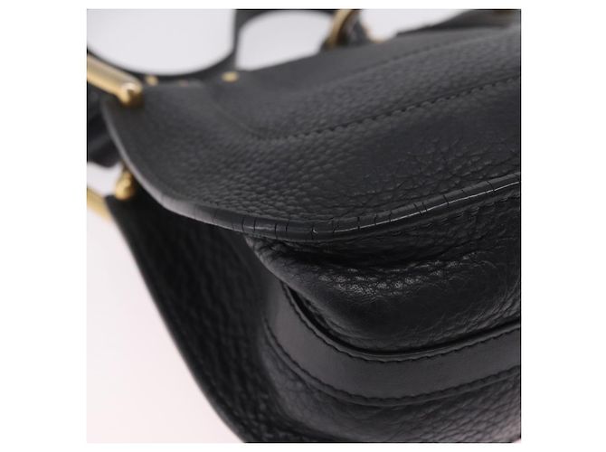 Chloé Chloe Hailey Shoulder Bag Leather Black Gold Auth BA16662A - Jerrillo - vista 10
