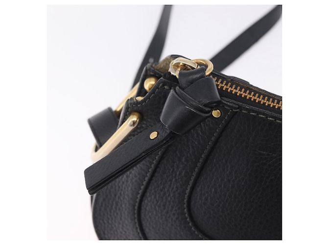 Chloé Chloe Hailey Shoulder Bag Leather Black Gold Auth BA16662A - Jerrillo - vista 14