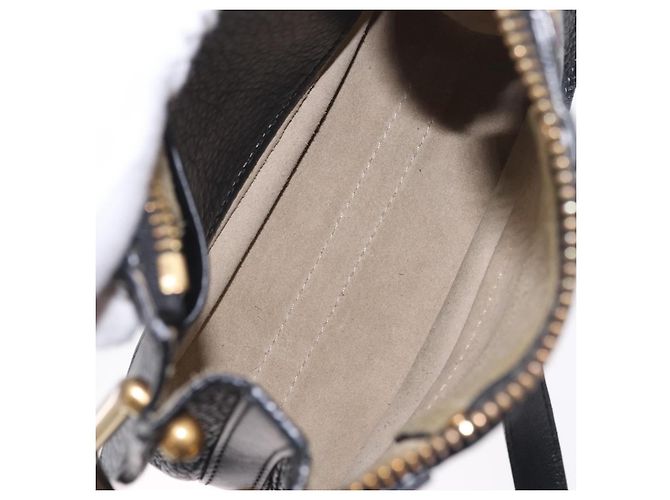 Chloé Chloe Hailey Shoulder Bag Leather Black Gold Auth BA16662A - Jerrillo - vista 17