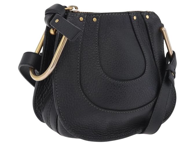 Chloé Chloe Hailey Shoulder Bag Leather Black Gold Auth BA16662A - Jerrillo - vista 2