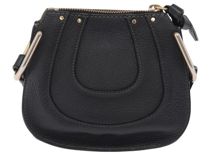 Chloé Chloe Hailey Shoulder Bag Leather Black Gold Auth BA16662A - Jerrillo - vista 3