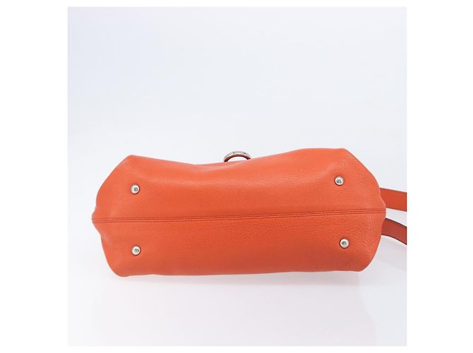 Salvatore Ferragamo Sofia Gancini Bag Leather 2way Orange Silver Auth BA16681A - Jerrillo - vista 13