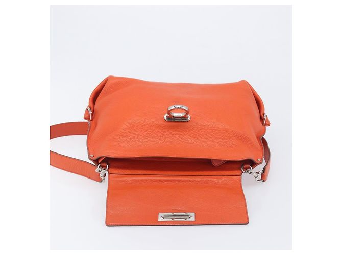 Salvatore Ferragamo Sofia Gancini Bag Leather 2way Orange Silver Auth BA16681A - Jerrillo - vista 20