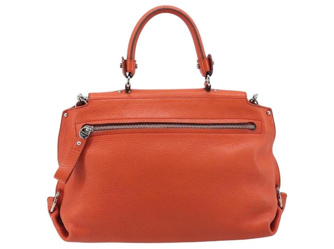 Salvatore Ferragamo Sofia Gancini Bag Leather 2way Orange Silver Auth BA16681A - Jerrillo - vista 3
