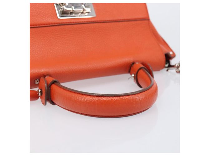 Salvatore Ferragamo Sofia Gancini Bag Leather 2way Orange Silver Auth BA16681A - Jerrillo - vista 7
