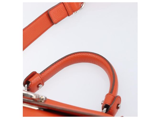 Salvatore Ferragamo Sofia Gancini Bag Leather 2way Orange Silver Auth BA16681A - Jerrillo - vista 8