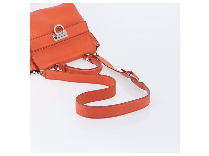 Salvatore Ferragamo Sofia Gancini Bag Leather 2way Orange Silver Auth BA16681A - Jerrillo - vista 9