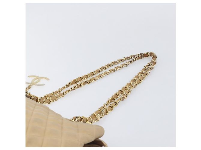 CHANEL Sac à épaule Matelassé à chaîne en agneau Beige Or CC Auth BA16674 - Jerrillo - vue 10