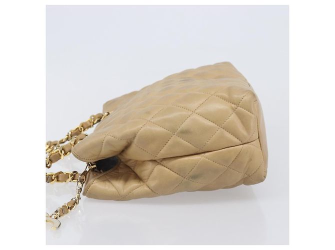 CHANEL Sac à épaule Matelassé à chaîne en agneau Beige Or CC Auth BA16674 - Jerrillo - vue 6