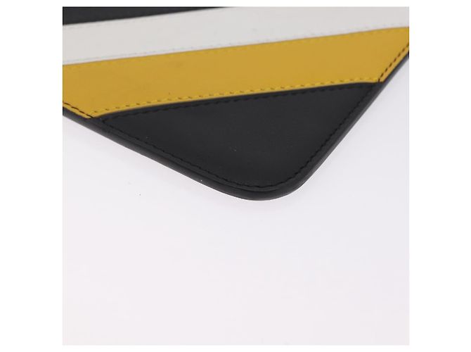 FENDI FILA Collaboration Clutch Bag Leather Black Gold Auth BA16700A - Jerrillo - vista 11
