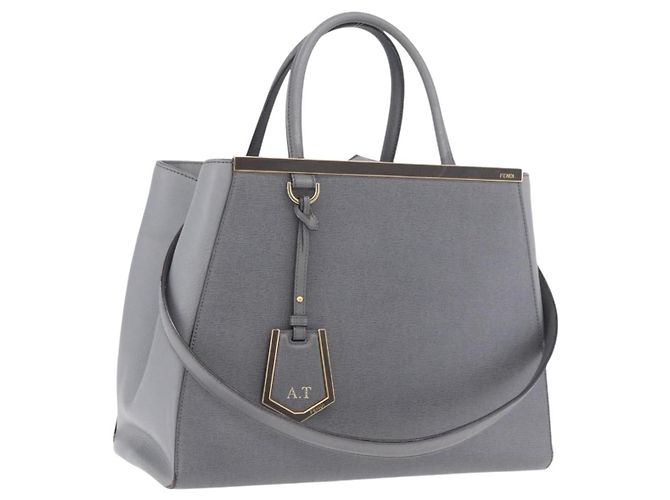 FENDI 2Jours Hand Bag Leather 2way Blue Silver Auth bs37583 - Jerrillo - vista 2