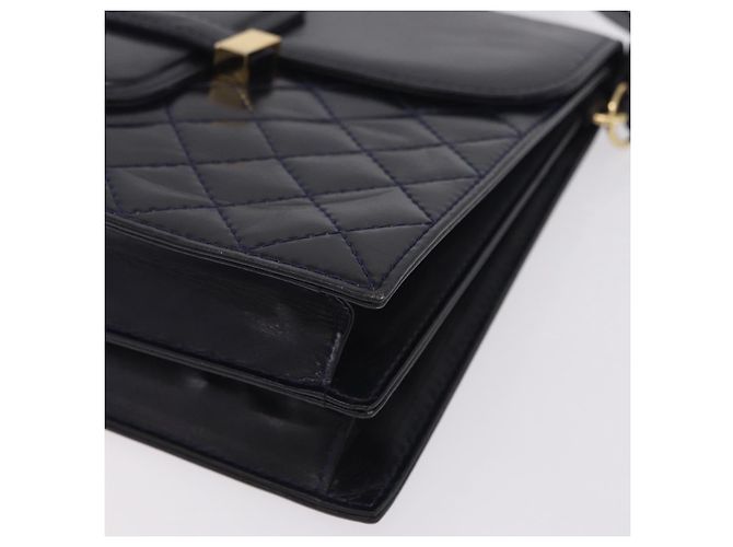 Autre Marque Saint Laurent Shoulder Bag Leather Navy Gold Tone Auth bs37775 - Jerrillo - vista 12