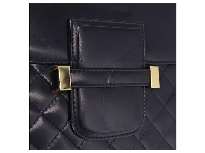 Autre Marque Saint Laurent Shoulder Bag Leather Navy Gold Tone Auth bs37775 - Jerrillo - vista 15