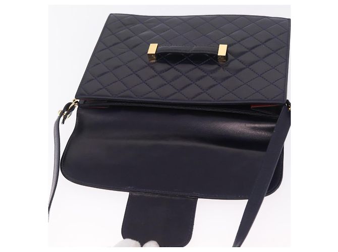 Autre Marque Saint Laurent Shoulder Bag Leather Navy Gold Tone Auth bs37775 - Jerrillo - vista 16