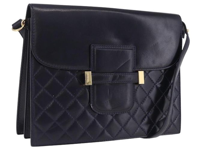 Autre Marque Saint Laurent Shoulder Bag Leather Navy Gold Tone Auth bs37775 - Jerrillo - vista 2