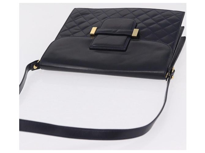 Autre Marque Saint Laurent Shoulder Bag Leather Navy Gold Tone Auth bs37775 - Jerrillo - vista 6