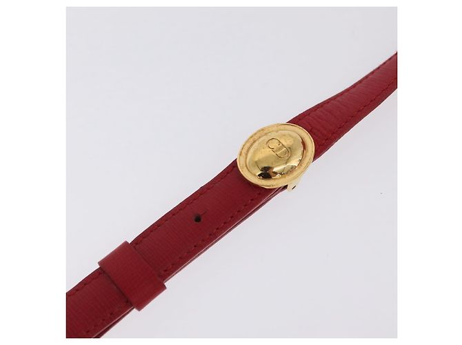 Christian Dior Shoulder Bag Leather Red Gold Tone Auth bs37803 - Jerrillo - vista 11