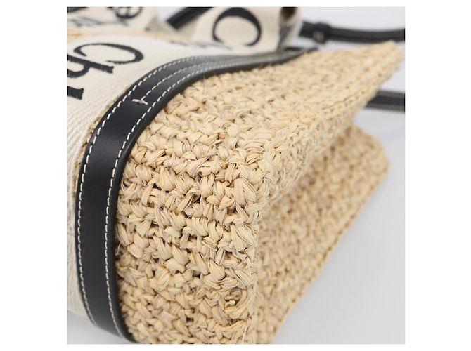 Chloé Chloe Woody Hand Bag Raffia 2way Beige Gold Tone Auth bs37833A - Jerrillo - vista 13