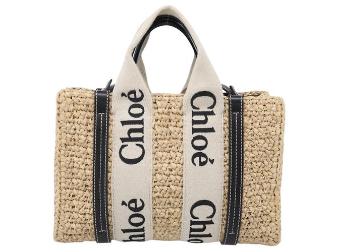 Chloé Chloe Woody Hand Bag Raffia 2way Beige Gold Tone Auth bs37833A - Jerrillo - vista 2