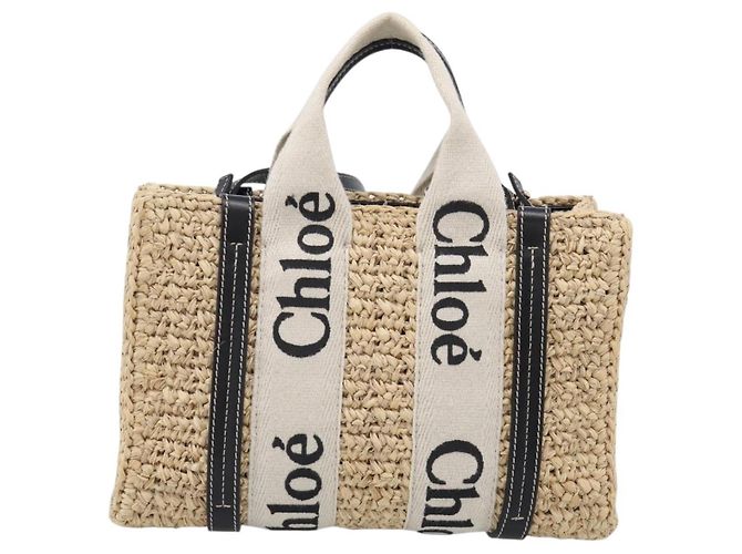 Chloé Chloe Woody Hand Bag Raffia 2way Beige Gold Tone Auth bs37833A - Jerrillo - vista 3