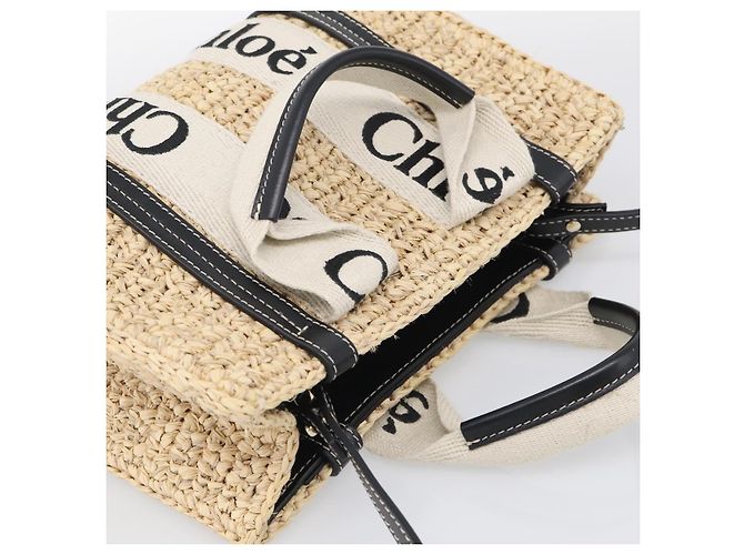 Chloé Chloe Woody Hand Bag Raffia 2way Beige Gold Tone Auth bs37833A - Jerrillo - vista 6