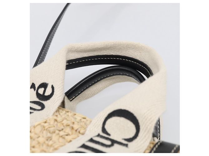 Chloé Chloe Woody Hand Bag Raffia 2way Beige Gold Tone Auth bs37833A - Jerrillo - vista 9