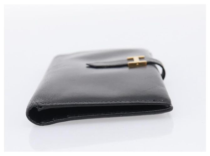 Hermès HERMES Bean Long Wallet Leather Black Gold Tone Auth bs37904 - Jerrillo - vista 4
