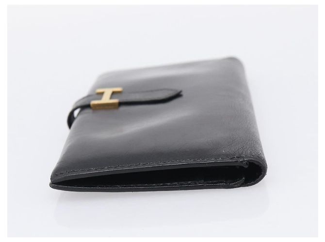 Hermès HERMES Bean Long Wallet Leather Black Gold Tone Auth bs37904 - Jerrillo - vista 5