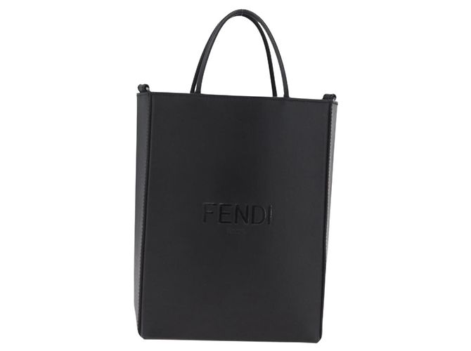 FENDI Pack Shopping Bag Small Hand Bag Leather Black Silver 7VA512 Auth bs37907 - Jerrillo - vista 2