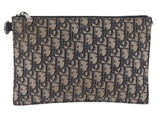 Christian Dior Oblique Clutch Bag Canvas Navy Silver Auth bs37922 - Jerrillo - vista 2