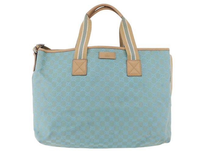 GUCCI GG Canvas Tote Bag 2way Outlet Light Blue Silver 257298 Auth ep16449A - Jerrillo - vista 2