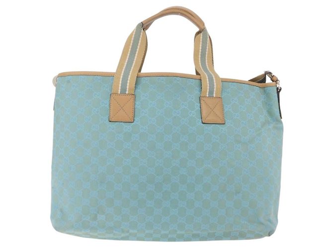 GUCCI GG Canvas Tote Bag 2way Outlet Light Blue Silver 257298 Auth ep16449A - Jerrillo - vista 3