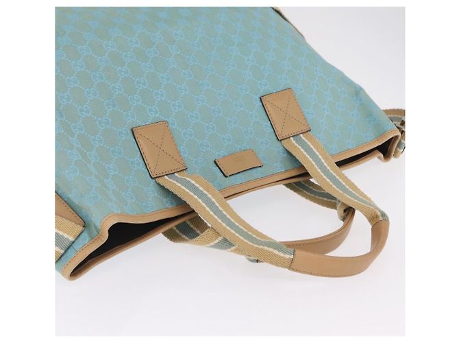 GUCCI GG Canvas Tote Bag 2way Outlet Light Blue Silver 257298 Auth ep16449A - Jerrillo - vista 7