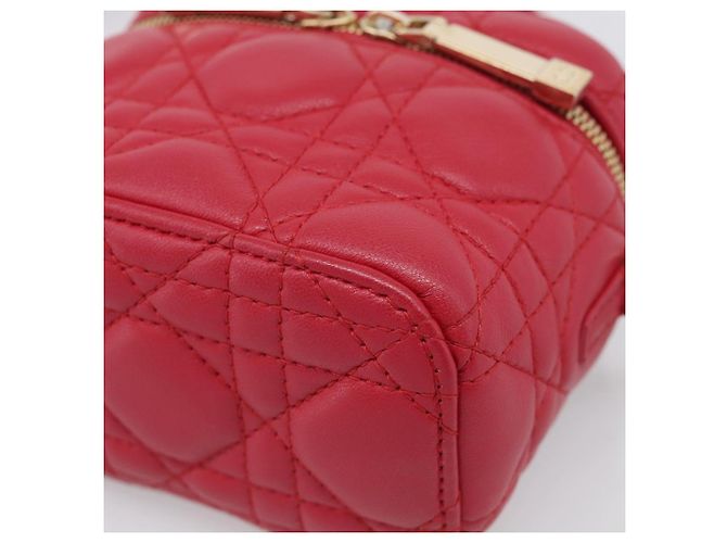 Christian Dior Canage Lady Dior Micro Vanity Bag Lamb Skin Red Gold Auth ka6800V - Jerrillo - vista 12