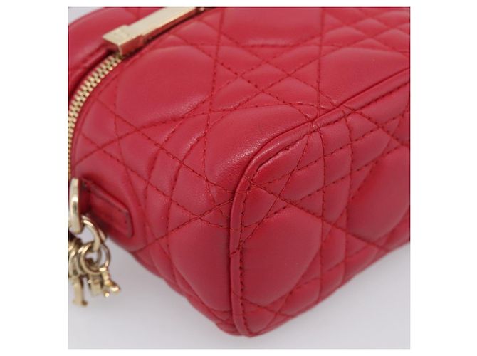 Christian Dior Canage Lady Dior Micro Vanity Bag Lamb Skin Red Gold Auth ka6800V - Jerrillo - vista 13