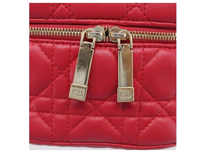 Christian Dior Canage Lady Dior Micro Vanity Bag Lamb Skin Red Gold Auth ka6800V - Jerrillo - vista 17