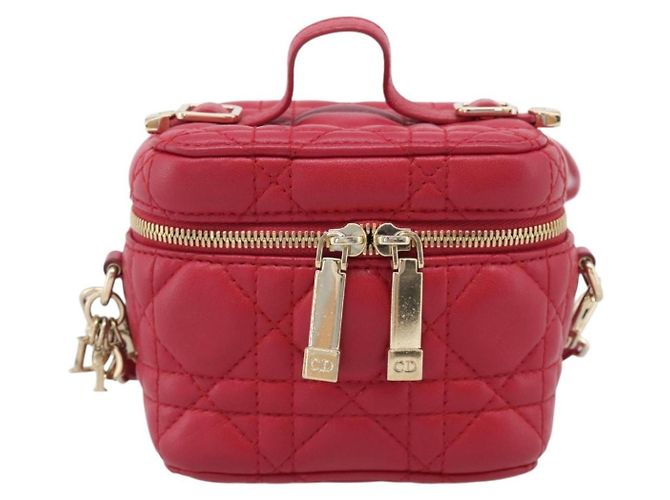 Christian Dior Canage Lady Dior Micro Vanity Bag Lamb Skin Red Gold Auth ka6800V - Jerrillo - vista 2