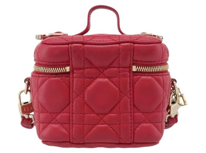 Christian Dior Canage Lady Dior Micro Vanity Bag Lamb Skin Red Gold Auth ka6800V - Jerrillo - vista 3