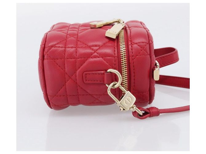 Christian Dior Canage Lady Dior Micro Vanity Bag Lamb Skin Red Gold Auth ka6800V - Jerrillo - vista 5