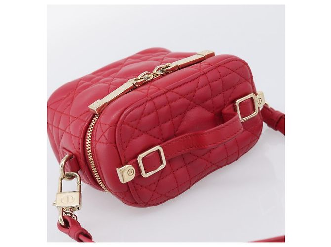 Christian Dior Canage Lady Dior Micro Vanity Bag Lamb Skin Red Gold Auth ka6800V - Jerrillo - vista 6