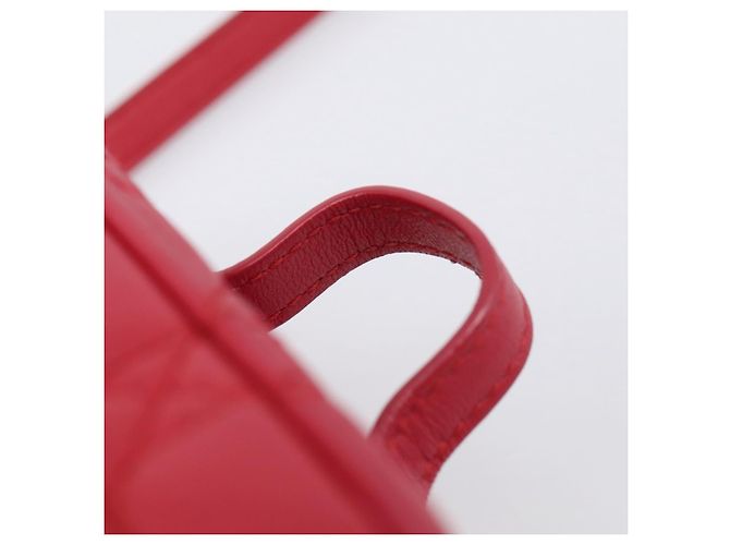 Christian Dior Canage Lady Dior Micro Vanity Bag Lamb Skin Red Gold Auth ka6800V - Jerrillo - vista 8