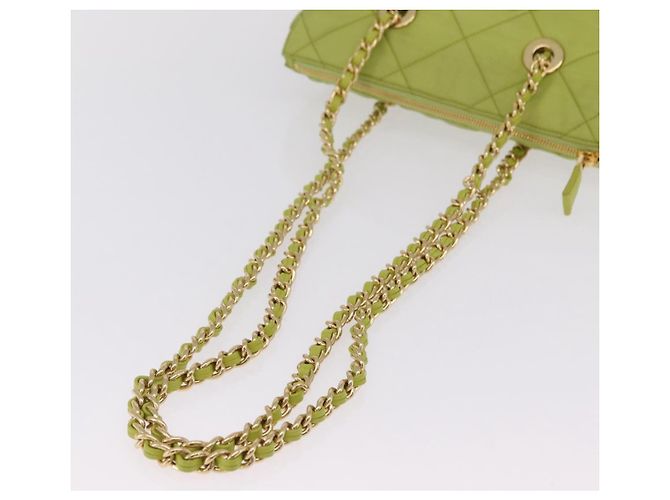 PRADA Chain Shoulder Bag Nylon LIme Green Gold Auth ka6808V - Jerrillo - vista 8