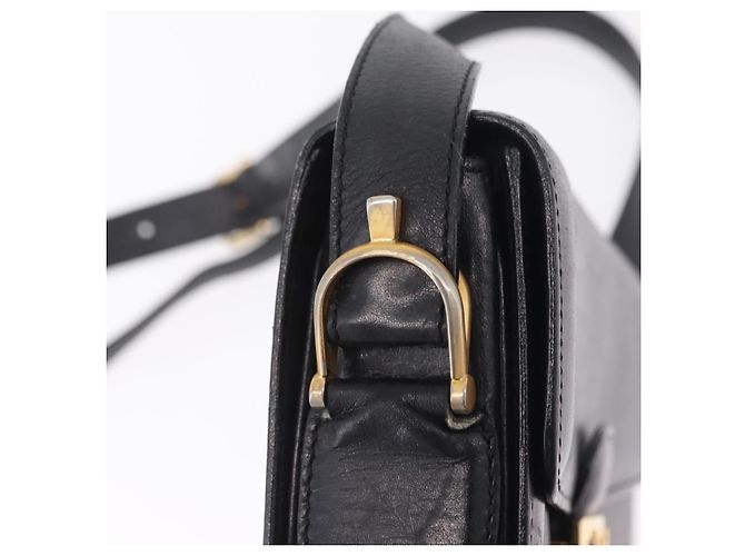 Céline CELINE Horse Carriage Shoulder Bag Leather Black Gold Auth ka6798 - Jerrillo - vista 16