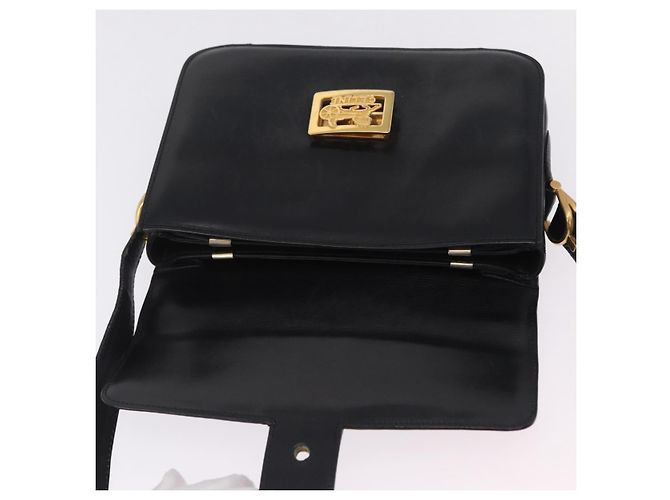 Céline CELINE Horse Carriage Shoulder Bag Leather Black Gold Auth ka6798 - Jerrillo - vista 18