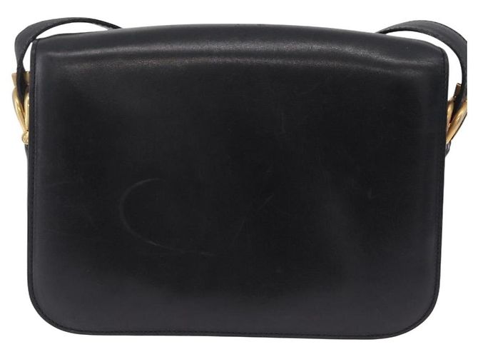 Céline CELINE Horse Carriage Shoulder Bag Leather Black Gold Auth ka6798 - Jerrillo - vista 3