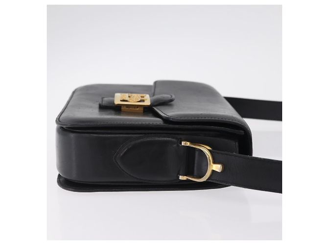 Céline CELINE Horse Carriage Shoulder Bag Leather Black Gold Auth ka6798 - Jerrillo - vista 4