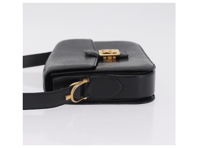 Céline CELINE Horse Carriage Shoulder Bag Leather Black Gold Auth ka6798 - Jerrillo - vista 5