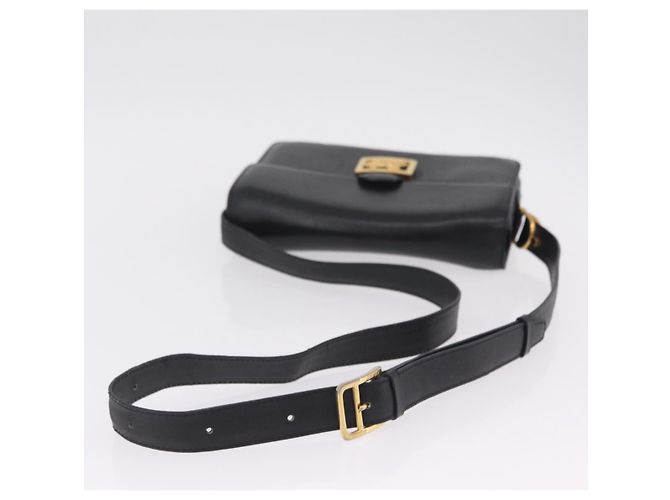 Céline CELINE Horse Carriage Shoulder Bag Leather Black Gold Auth ka6798 - Jerrillo - vista 7