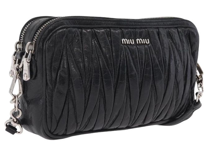 Miu Miu Matelasse Shoulder Bag Leather Black Silver Auth ka6824V - Jerrillo - vista 2