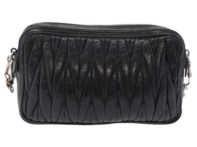 Miu Miu Matelasse Shoulder Bag Leather Black Silver Auth ka6824V - Jerrillo - vista 3